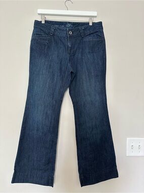 LOFT Curvy Flare Jeans in Dark Blue Denim